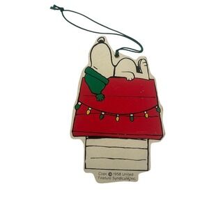 Snoopy Wooden Vintage Holiday Ornament‎ with Red and Green Accents